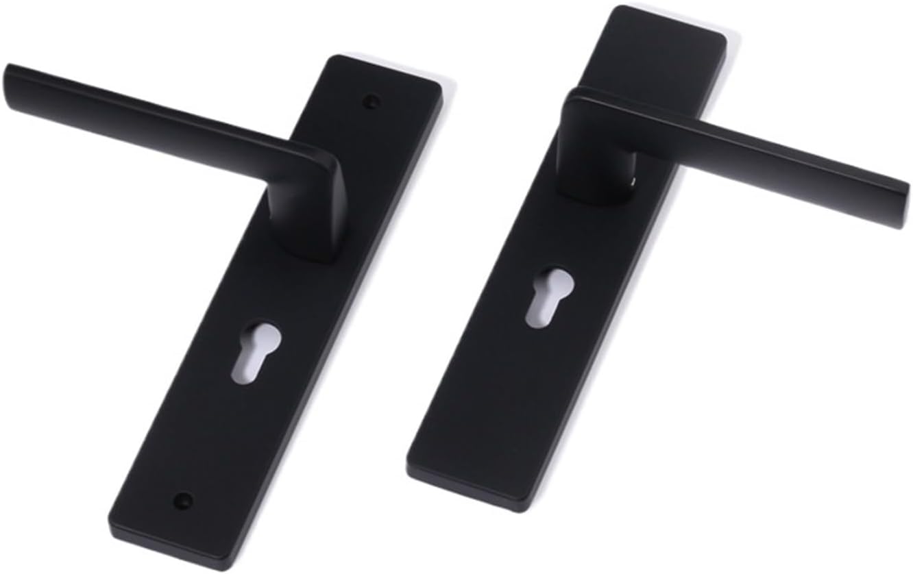 Engineering Aluminum Alloy Split Lock Silent Door Handle Bedroom Conjoined Bathroom Black Kitchen Wooden Door Handle(05 612 58 Reverse Insertion)
