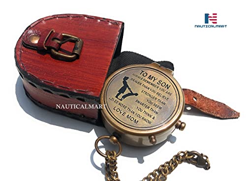 Brújula de latón antigua con estuche miniatura 6
