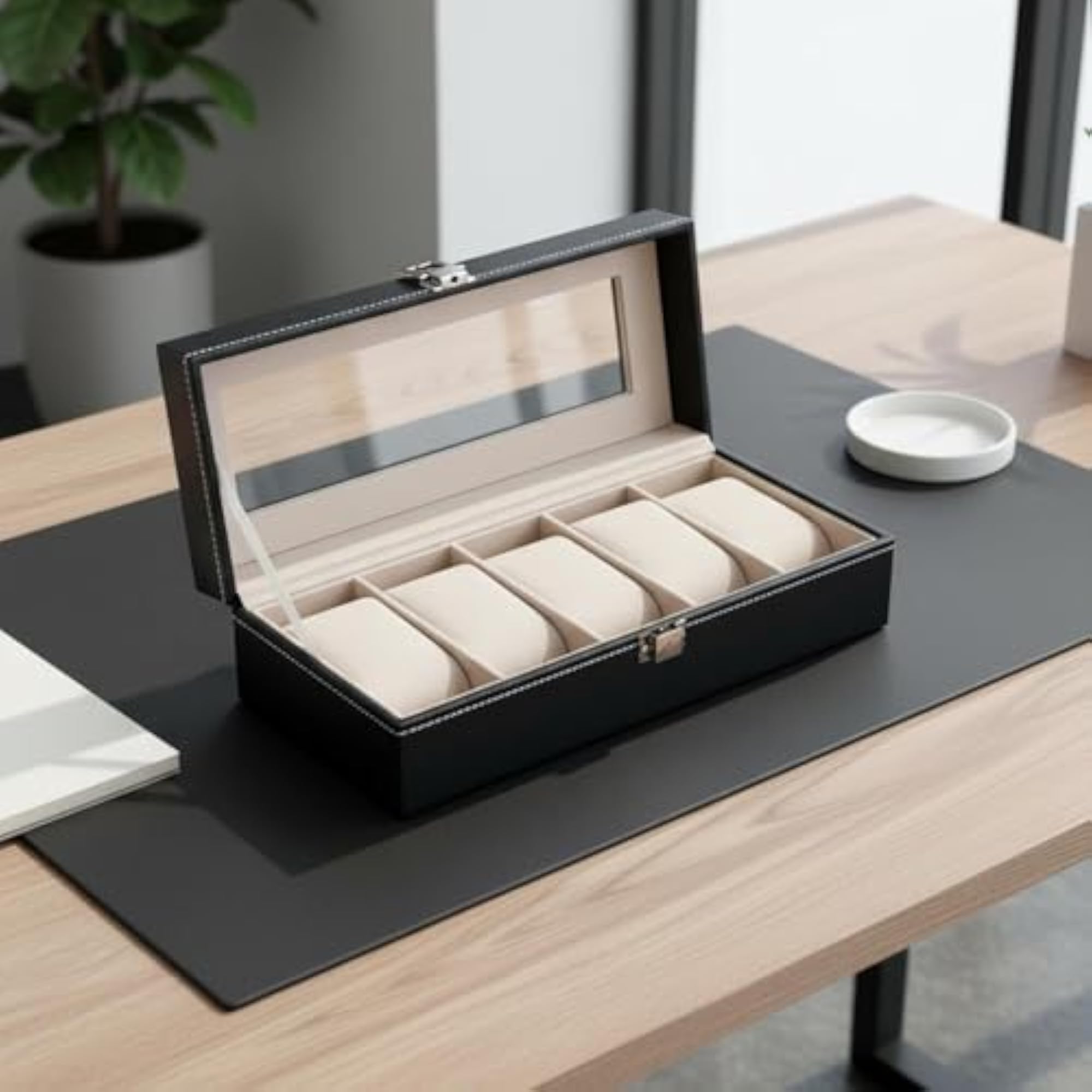Cushioned Pillows Watch Organizer Box, 12 Slots