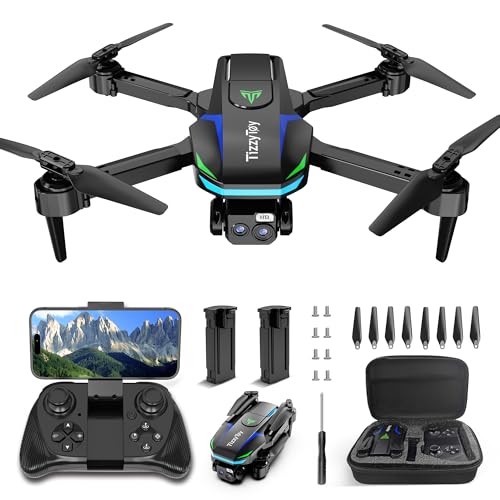 Drohne mit Dual 1080P UHD Kameras für Anfänger, Erwachsene & Kinder, WiFi, unter 249g, 90° verstellbare Linse, 26 Min Flugzeit, Headless Mode, Höhenhalte, 2.4G, faltbar – RC Quadcopter Geschenk