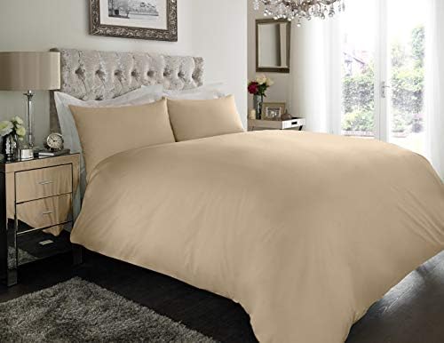 Crescent Collection Plain Duvet Cover With Pillowcase Percale Quilt Cover Bedding Set (Burgundy, Single)