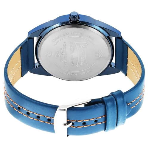 Image of Sonata Blues Quartz Analog Two Toned Dial Metal Strap Watch for Men-7149QL01