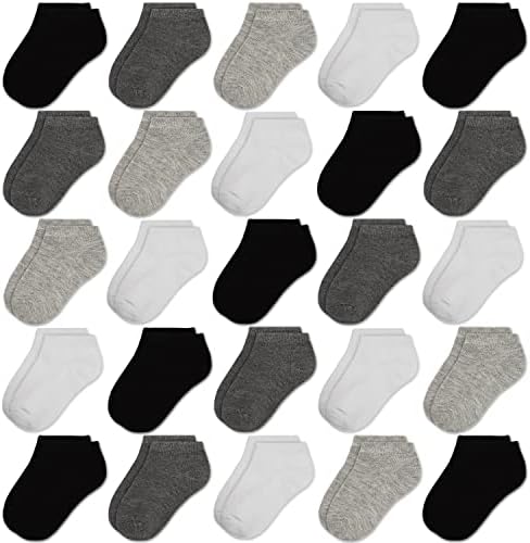 Kids Socks，Boys Toddler Ankle Socks Girls Solid Soft Children School Low Cut Socks 1-14Years，25Pairs