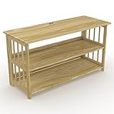 Stony-Edge FTVS-42-NA  42 inch TV Stand, Bookshelf, Media Storage Cabinet with USB Port, Natural Wood