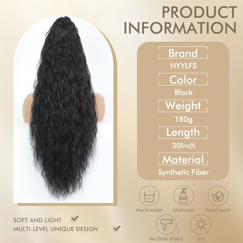 Image of Claw Clip Ponytail Extension, Black, 30In