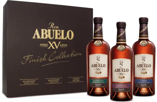Ron Abuelo Finish Collection - Estuche para Regalo con 3 Botellas de Ron Premium: Finish Collection Napoléon, Oloroso y Tawny - Pack 3 botellas x 0,20 cl