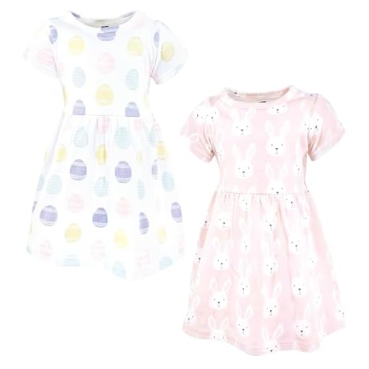 Hudson Baby Vestidos de algodão para meninas, coelhinho da Páscoa rosa, Coelhinho da Páscoa rosa, 6-9 Meses