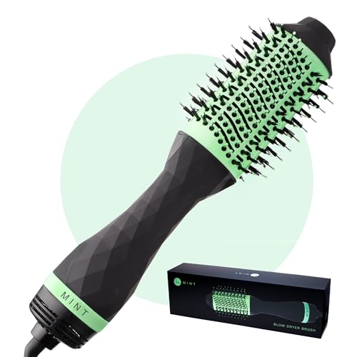 MINT Professional Series 5-in-1 Ionic Hair Dryer Brush, Black & Mint Green - Powerful