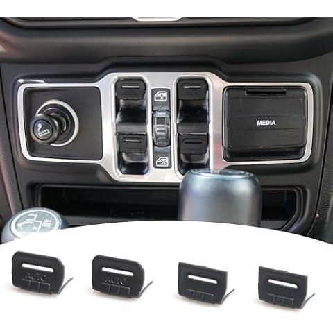RERPRO Center Console Window Button Switch Cover Trim Compatible with 2018-2024 2025 Jeep Wrangler JL 2/4 Door 4XE Gladiator JT Interior Accessories Paint Guard Decoration ABS Original Car Matte Black Cover