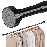 Supforce No Drilling Closet Rods for Hanging Clothes, Non Slip Tension Rod with Heavy Duty Clothes Hanging Rod, 17-54 Inches Adjustable Spring Closet Rod for Closet Wardrobe Bathroom Laundry RV, Black