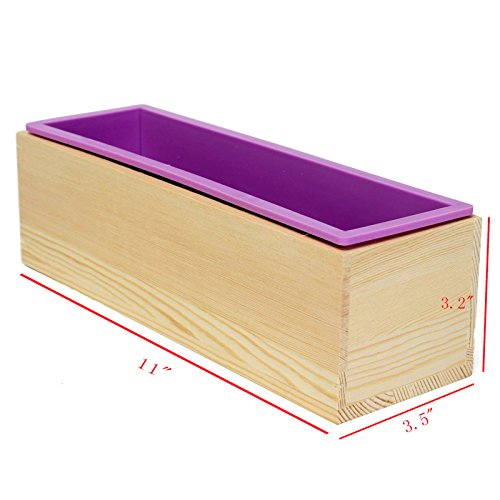Ogrmar Flexible Rectangular Soap Silicone Mold With Wood Box Diy Tool For Soap Cake Making 42Oz (Purple-2Pcs) #TOP3