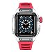 Produktbild Lioingbt Clear Case Band Mod Kit für Apple Watch Series 8 7 45 mm, transparentes Fiberglas Benzel + Fluororubber-Armband für Iwatch Se 6 5 4 44 mm (Color : RED, Size : 44mm for Iwatch6 5 4)