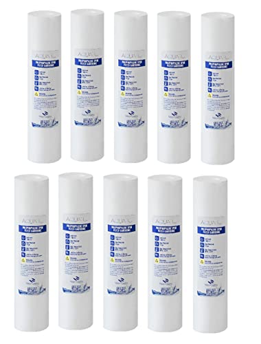 10x Aquati Polypropylene PP 5 Micron Sediment Standard Water Filter Cartridge 10” for Reverse Osmosis, HMA, Drinking Water Purification Systems, RO Pre Filter Safe BPA-Free