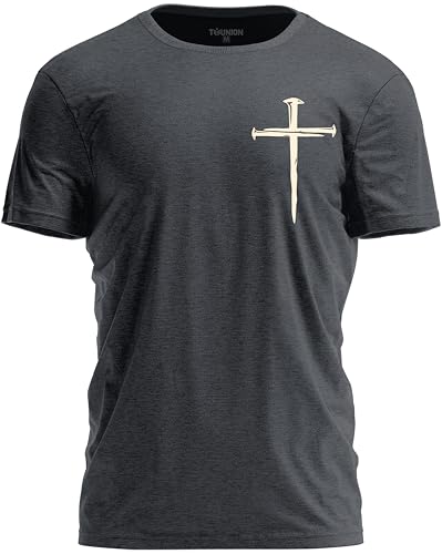 TeeUnion Christian Shirts for Men – Religious Jesus Shirt with Cross Graphic Dark Gray