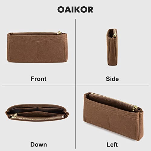 OAikor Purse Organizer Insert for Handbags,Bag Organizer for Tote,Fit LV Pochette Accessories Bag and More(Brown-Felt)