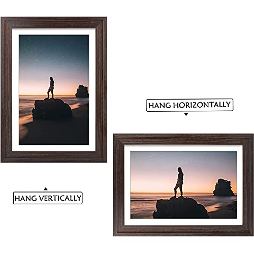 Golden State Art, 13X19 Picture Frame - Displays 11X17 Photo With Mat Or 13X19 Without Mat, Wide Moulding Solid Wood Frame For Wall Display, Distressed Dark Brown #TOP3