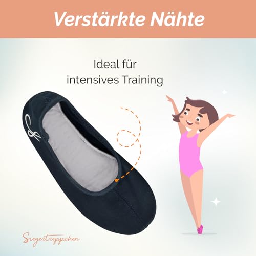 Siegertreppchen Gymnastikschuhe Stoff (Größe 32) Blau Turnschläppchen für Mädchen & Jungen - Ballettschuhe atmungsaktiv & rutschfest – Schläppchen – Ballerinas