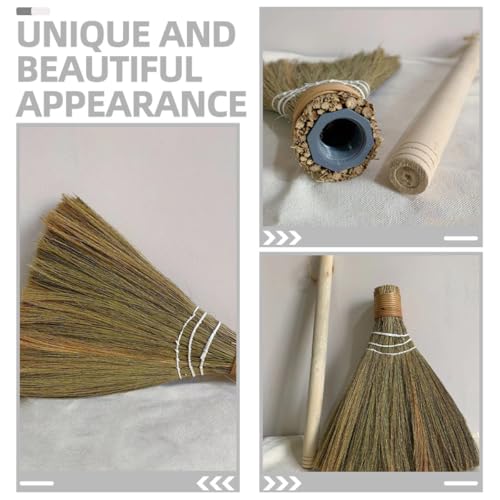 Escoba manual de miscanthus para exterior e interior con mango desmontable 7
