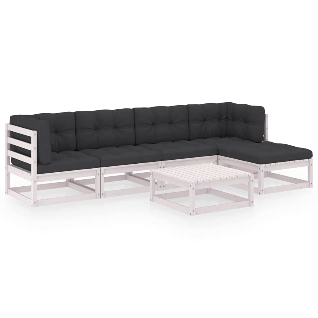 vidaXL Set Divani da Giardino 6 pz con Cuscini Legno Massello di Pino