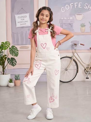 Image of KiddoPanti Girls Denim Dungaree Pant | Cotton Blend Stretch Jumpsuit | Single Front Pocket | Stylish Casual Kids Dungaree | Comfortable Everyday Wear 1-14 Years