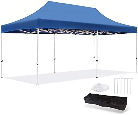 Snail 10'x20' Straight Leg Pop Up Canopy Tent with Heavy Duty Aluminum Frame and Waterproof 420 Top, Portable Commercial Instant Canopy Shelter with Carry Bag, Dark Blue