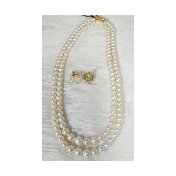 ISLANA 2 Strand Pearl Necklaces With Earring for Women Faux Pearl Choker Necklace for Women Girls White Two Strand Pearls Necklace for Wife Layered Pearl Necklace for Daughter Pearl Gifts, Small, Zinc, No Gemstone - Image 6