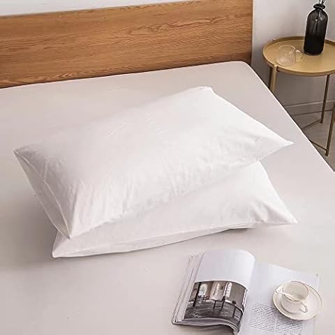 Mucalis King Pillowcases Cotton Cream White Set of 2 Pillowcase Cozy Soft with Envelope Closure,20x36 Inch Cover