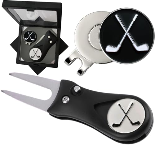 Adhere Golf Ball Markers Personlized Logo Enamel with A Strong Magnetic Hat Clips A Premium Golf Gifts for Golfer (Golf Club Ball Markers & Divot Tool Gift Set)