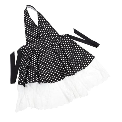 Tablier cuisine vintage à pois noir en coton respirant pour femme