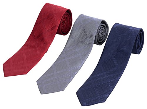 Set of 3 Elegant Neck Ties By Mens Collections (blue/grey/red)