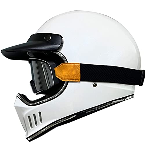 Casque de moto intégral rétro classique avec lunettes pour homme et femme