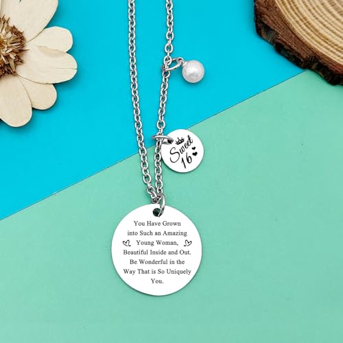 Sweet 16 Necklace Gifts for Daughter Granddaughter Encouragement 16th Birthday Gifts Niece Goddaughter Happy 16 Years Old Birthday Jewelry Gifts Sweet Sixteen Gifts Driving License Gift2