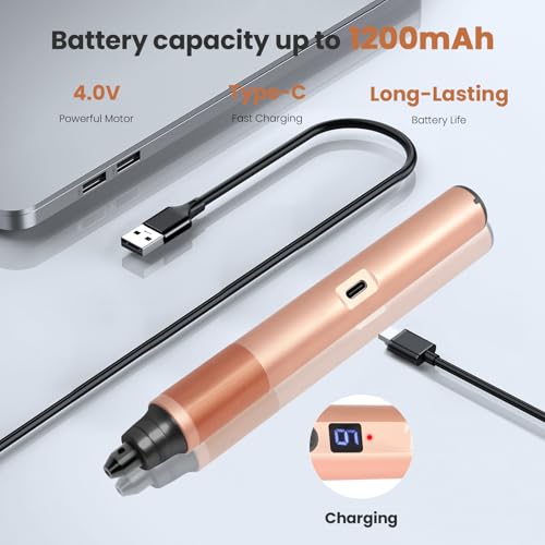 Image of Tarlido Electric Engraving Pen, Mini Cordless Rotary Tools, USB-C Rechargeable Etching Pen, 4V /1200mAh DIY Engraver Machine for Metal, Wood, Glass, Plastic,2 Stencils, Rose Gold