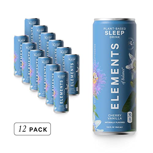Sleep Adaptogen Drinks By Elements Of Balance | Naturally-Flavored Cherry Vanilla With Ashwagandha | Melatonin-Free For Natural Stress Relief, 0 Sugar, Low Calorie, Plant-Based | 11.5 Fl Oz (12 Pack) #TOP4