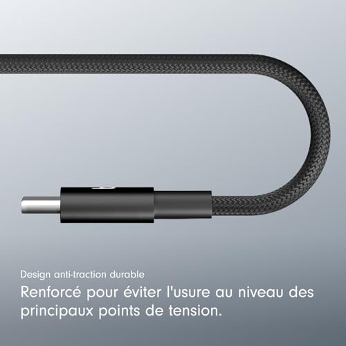 Beats USB-A vers USB-C Câble tissé , charge rapide, design durable et anti-nœuds, chargeur compatible pour les appareils Apple et Android (1,5 m) - Noir intense