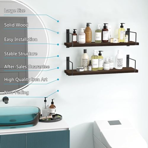Image of Torche, Wall Shelf | Wall Mount Float Shelf | Wall Mounted Shelf Kitchen| Wall Mount Floating Shelf for Living Room (Marvel- Dark Oak)