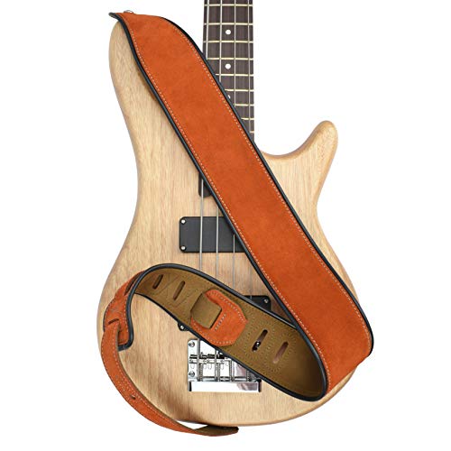 CLOUDMUSIC Leather Guitar strap For Electric, Acoustic, Classical and Bass Guitars(Classic Brown)