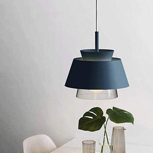 Lustre moderne créatif avec abat-jour en verre bleu décoratif