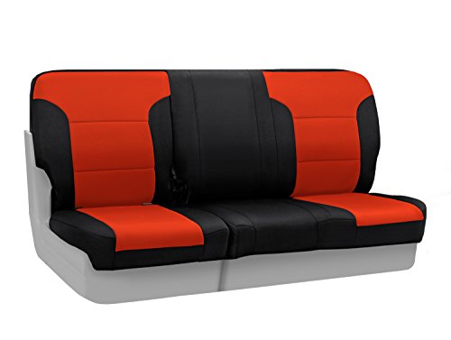 Coverking Custom Fit Rear 60/40 Bench Seat Cover for Select Subaru XV CrossTrek Models - Neoprene (Inferno Orange with Black Sides)