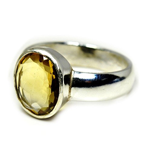 Bague argent ovale jaune citrine naturelle pour raviver un teint terne
