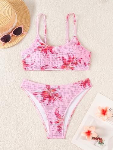 Image of Fanuerg Women's Ribbed Bikini Sets Scoop Neck Cheeky Swimsuit Textured Two Piece Bathing Suit