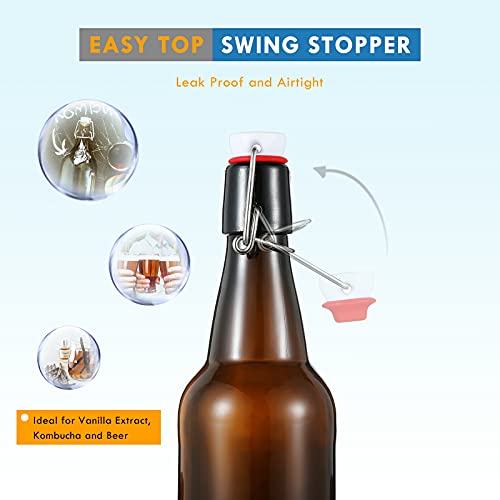 YEBODA 16 oz Amber Glass Beer Bottles for Home Brewing with Flip Caps, Case of 6 by YEBODA - Image 4