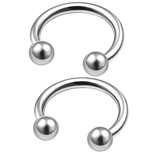2Pcs Surgical Steel 16 gauge 3/8 10mm circular barbell Piercing Jewelry Daith Septum Cartilage Lip Nose 3mm Ball M0571