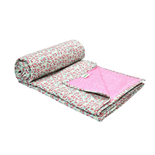 Image of Home Ecstasy 100% Cotton Mulmul Reversible Dohar for Double Bed 210 GSM (86 x 88 inches), Teal