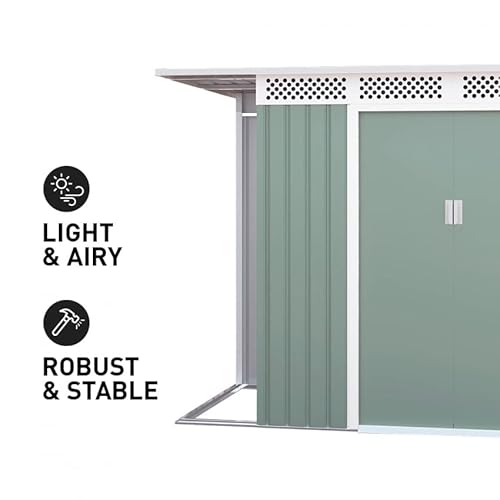 Gartenhaus verzinkt Metall grün Utensilien Tyrol NATURE 257 x 142 x 184 cm – Bild 4
