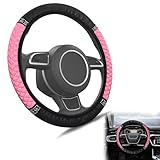 YICH Auto Lenkradbezug Glitzer Universalgröße 37-38CM Anti Rutsch Steering Wheel Cover Lenkradbezug Leder Lenkradhülle für Damen und Mädchen Lenkradschutz Auto