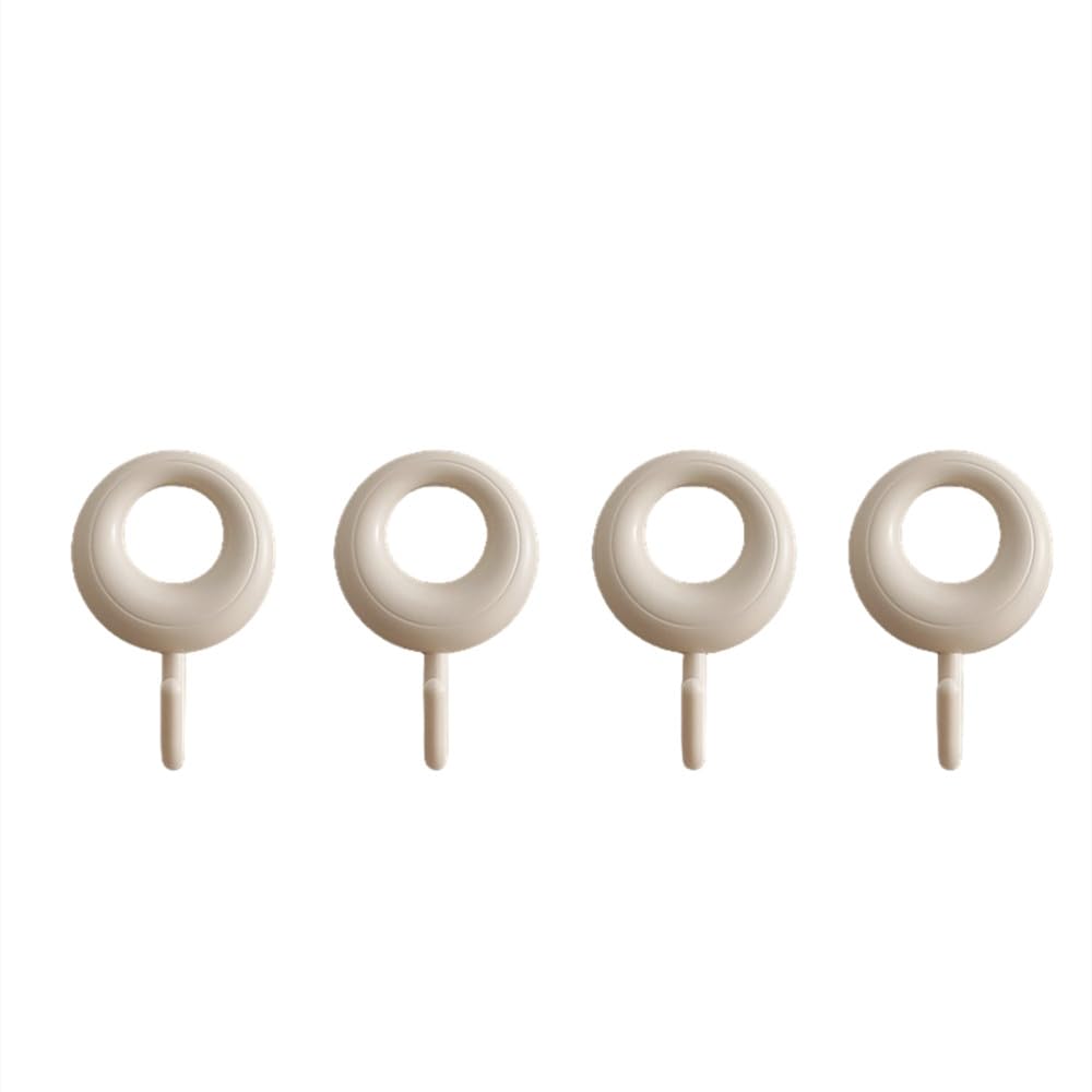 PIZZZENO 4PCS Self Adhesive Wall Hook Strong Without Drilling Coat Bag Bathroom Door Kitchen Towel Hanger Hooks Home Storage,4PCS Milky White