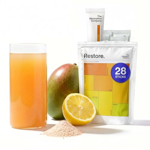 The Absorption Company Electrolyte Powder - Recovery Hydration Packets - Liposomal Glutathione, Vitamin C & Methylated B - Instant Energy - Vegan Post Workout Drink Supplement - Mango Lemonade (28PKs)