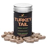 Turkey Tail Mushroom, 60 Capsules, 500mg Each, Immune Support, Hot Water Extract, Wild Harvested,...