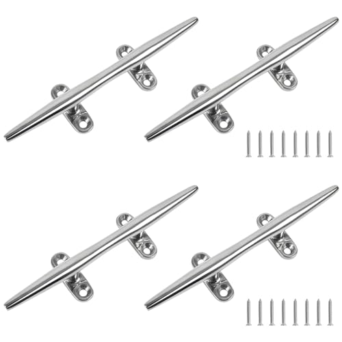 316 Stainless Steel Boat Cleats 6 inch,Boat Dock Cleats,Boat Docking Cleat Rope Cleats,Open Base Dock Cleats for Boat,Yacht,Decks,Nautical Decor,Screws Included (4 Pack)